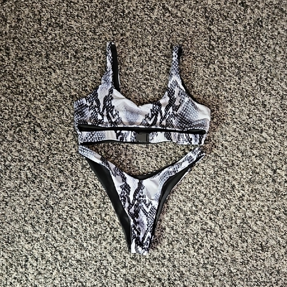 Snakeskin Print Bikini Set